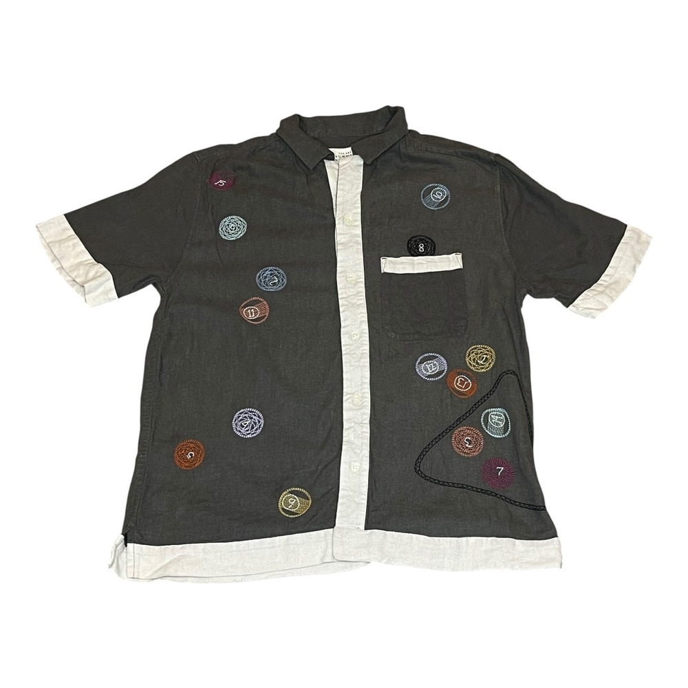 Abercrombie & Fitch Black Short-Sleeve Button Down with Multicolor Patch Accents